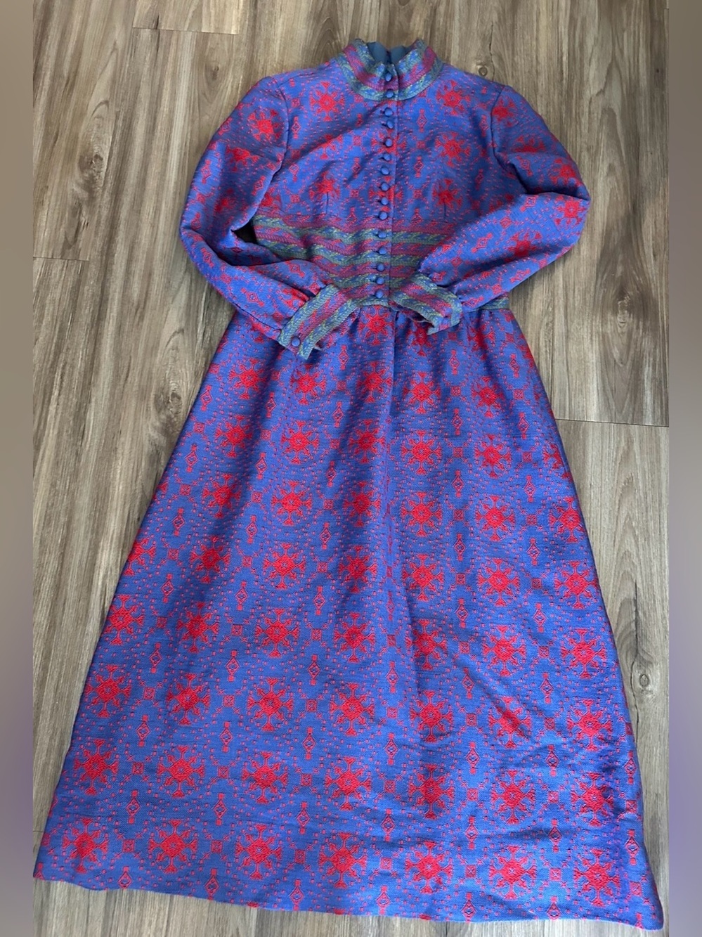 Via Veneto Blue Dress with Pink Accents